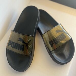 Puma Black Slides with TRANSPARENT Strap SIZE 9